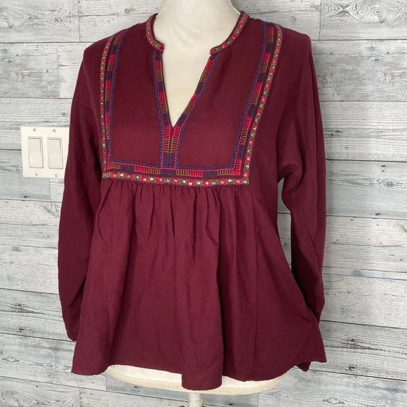 MADEWELL EMBROIDERED BOHÈME BOHO PEASANT POPOVER TOP - Picture 7 of 10